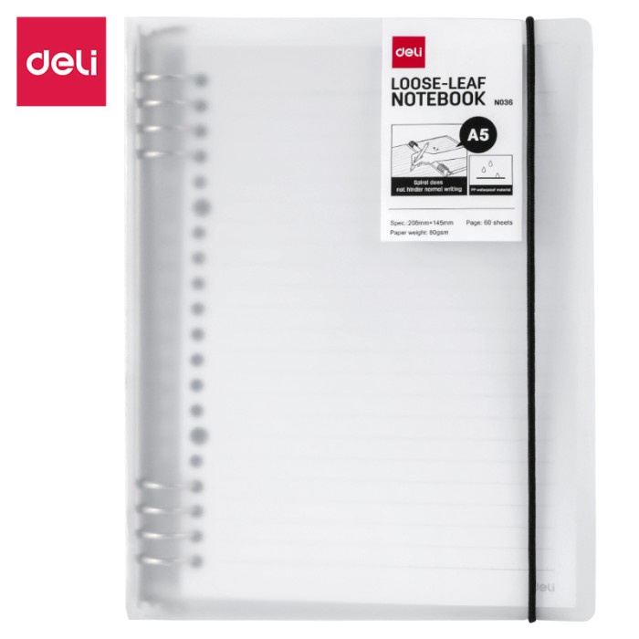 

Deli Loose-leaf Notebook Binder Buku Catatan A5 60 Lembar 8 Ring EN036