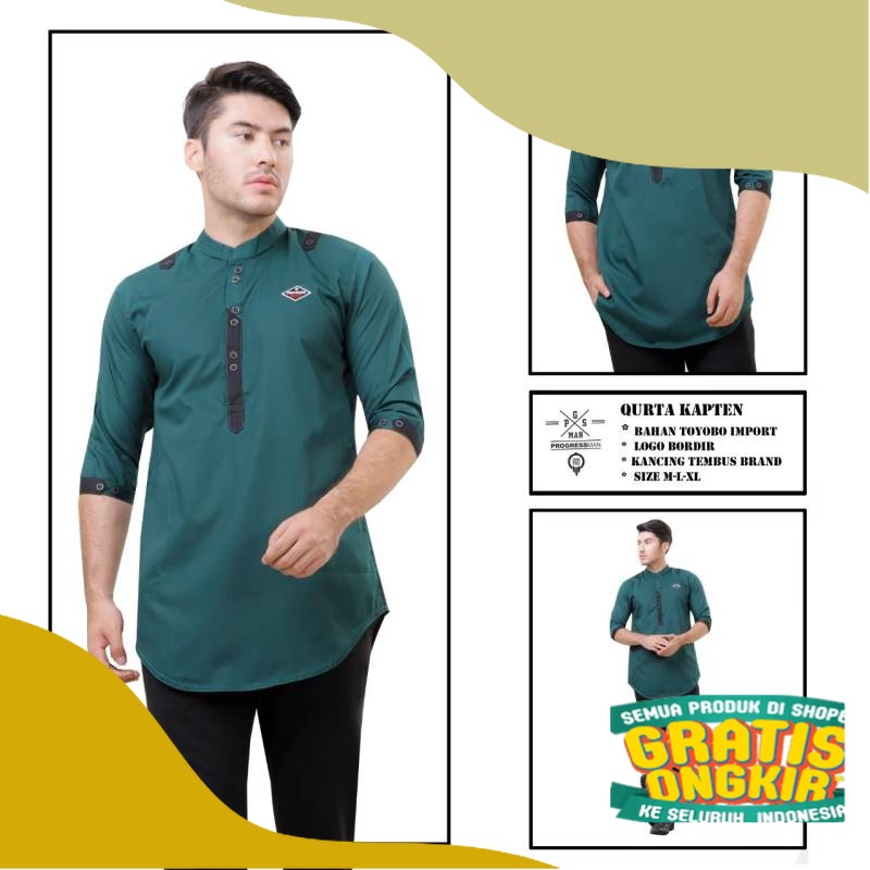 baju koko qurta dewasa muslim gamis pria kurta pakistan lengan 3/4/ Bigsize