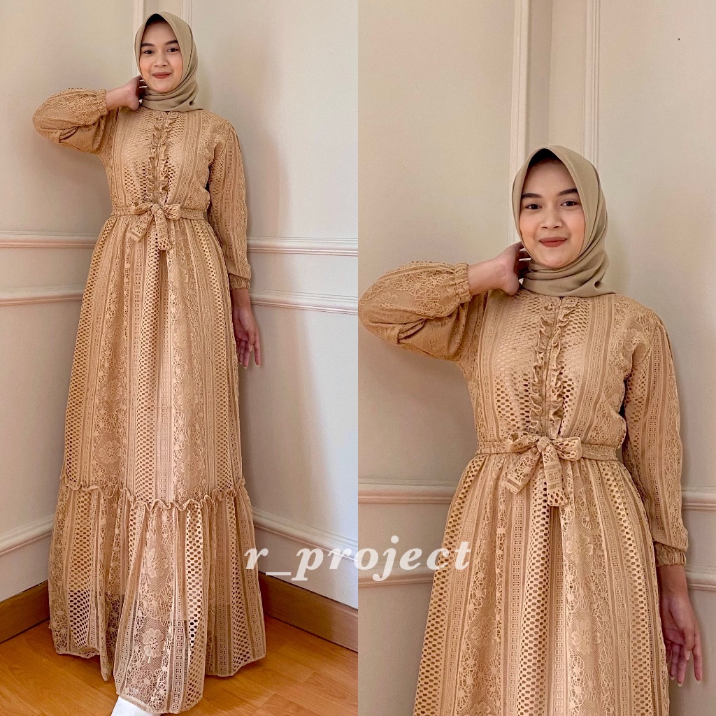 Baju Gamis Wanita Muslimah Dress Brukat Jumbo Big Size Zizara Brukat Dress Jumbo