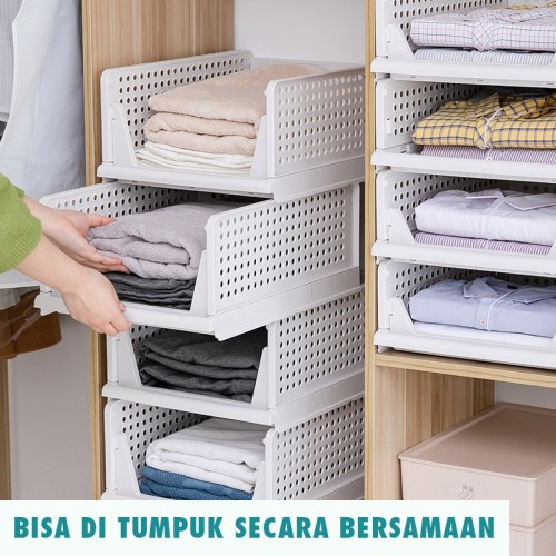Rak Laci Lipat Storage Box Rak Pakaian Susun Lemari Pakaian Plastik Barang Tempat Baju Rak Laci Stor