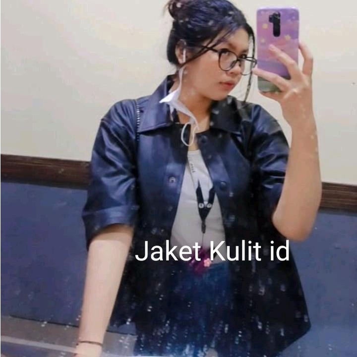 Kemeja Kulit Wanita Tangan Pendek Oversize Premium Hijab Outfit Ootd