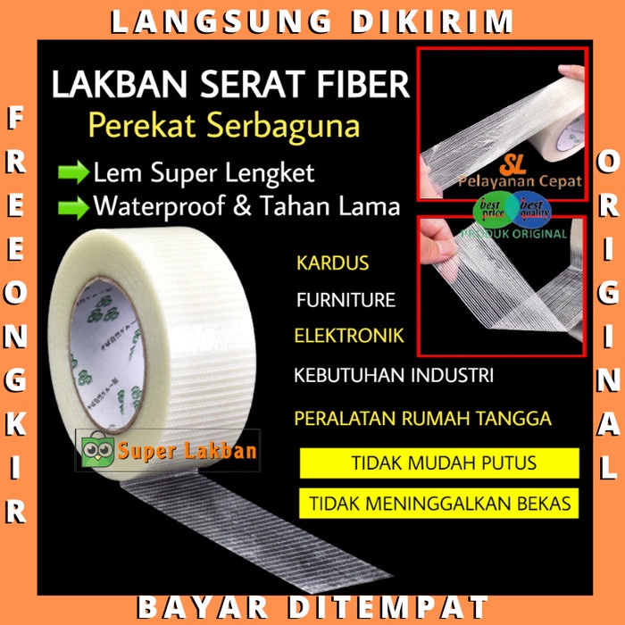 

kurniacollection09_id Promo Terbaru Lakban Serat Filament Tape 25Meter Tidak Mudah Putus Fiberglass Gipsum - 50mmX25M