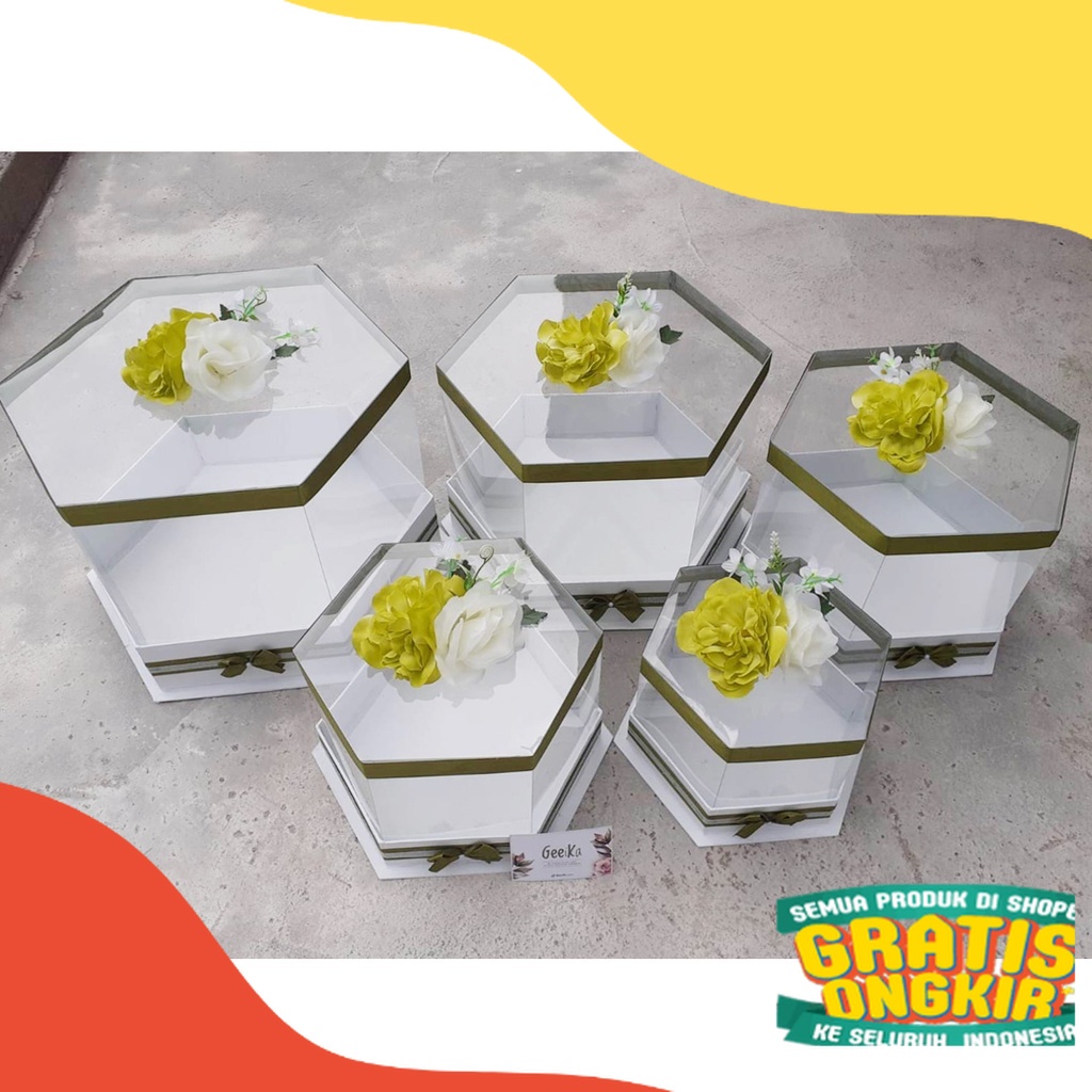 GeeiKa Kotak Seserahan Hexagonal Paket 4 Paket 5 Box Hantaran Hexagonal Kotak Hantaran Hexagonal Box