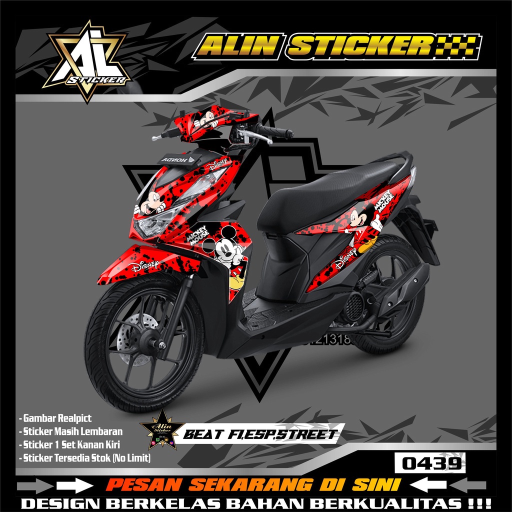 0439 Sticker Decal Honda BEAT FI,ESP/STREET 2017-2019 Variasi List Mickey Mouse