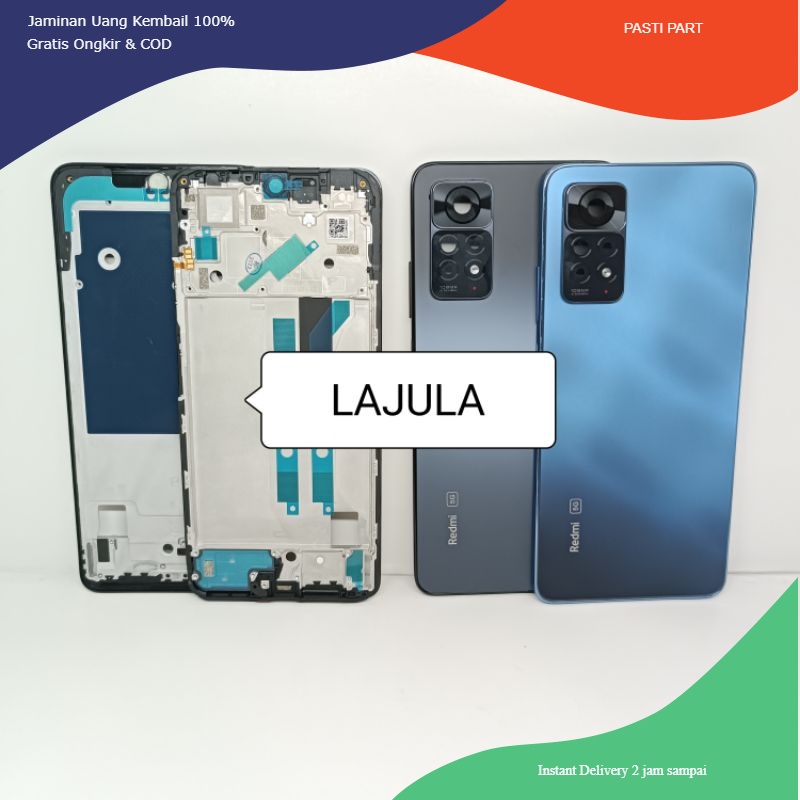 kesing housing casing full set xiaomi redmi note 11 pro 4g / 5g frame + bezel + backdoor Ori