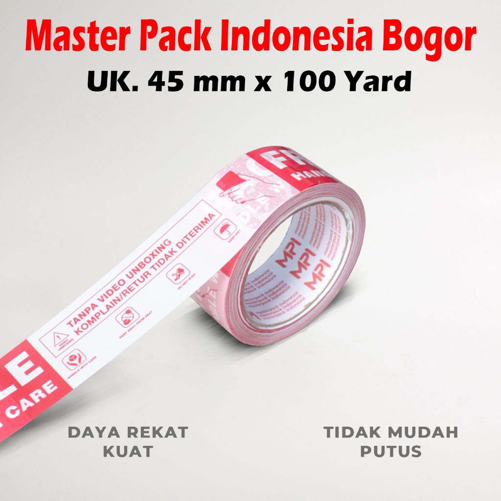 

Lakban Fragile Merah Putih 45 mm x 100 Yard - Handle With Care Jangan Di Banting - MPI