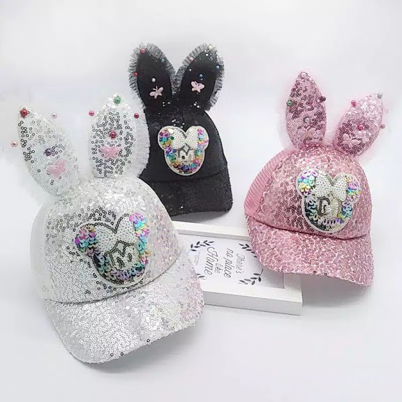 Topi Baseball Anak Perempuan Import/ topi lucu/ topi gliter/ topi unik/ topi import / topi anak