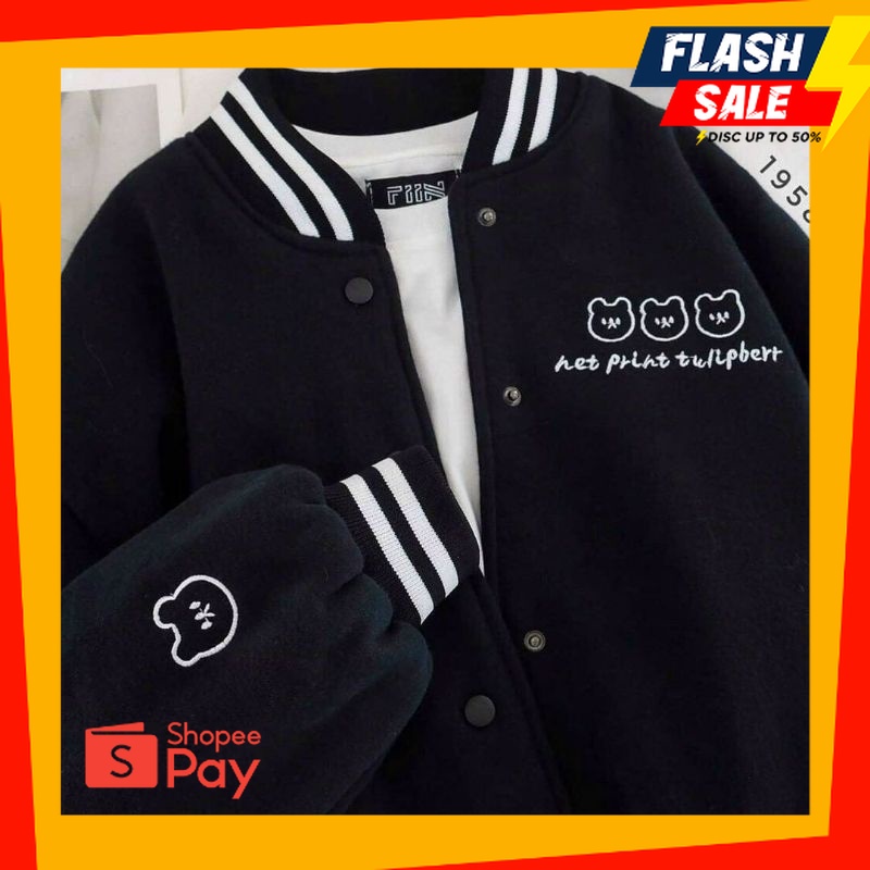 OUTFIT JKT48 | BORDIR  VARSITY JAKET NET PRINT BASEBALL JAKET OVERSIZE - JAKET VARSITY WANITA - jake