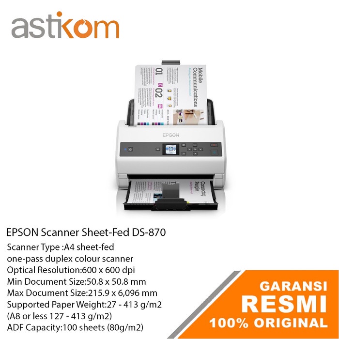 EPSON Scanner Sheet-Fed DS-870 A4 F4