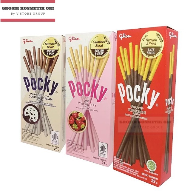 

POCKY MINI Glico POCKY Mini 22gr Snack / Cemilan BOX Pocky HALAL Cookies & Cream Strawberry / Pocky Coklat / Cokelat / Chocolate / Cemilan Anak Grosir Murah Glico Pocky Minipack Rasa Coklat/Strawberry Biskuit Stik @22gr (GKO)