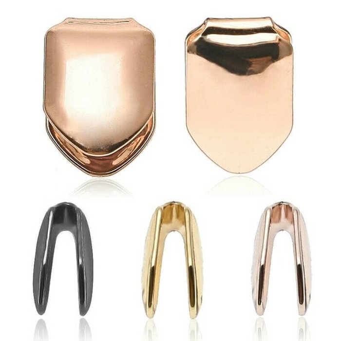 gigi emas silver rose gold palsu kostum party halloween vampir - Hitam