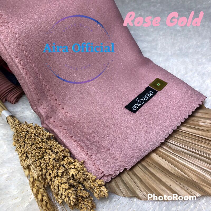 [COD] Kerudung Shinar Glamour Ansania Premium Original 110x110 cm warna rose gold