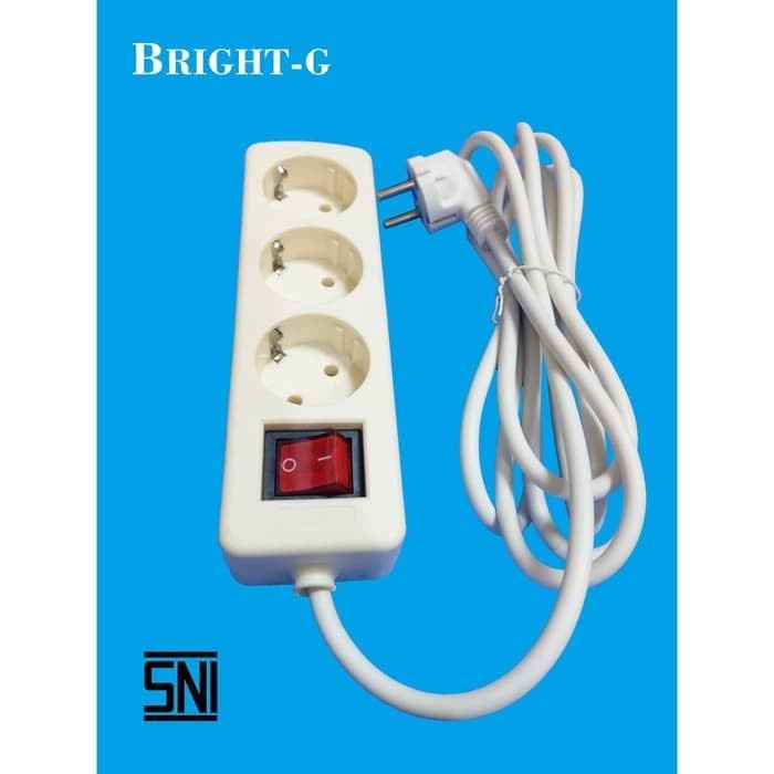 Stop Kontak 3 Lubang Kabel 5 Meter Saklar BRIGHT G BG-1853