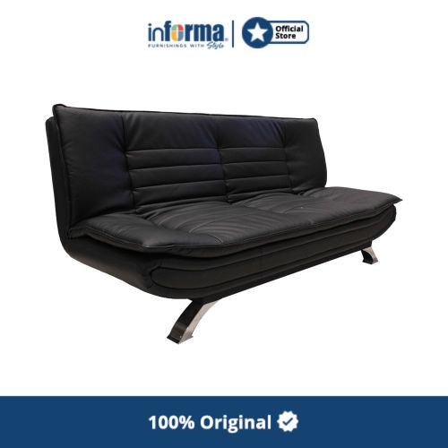 Informa Neo Faith Sofa Bed Kulit - Hitam Tempat Duduk Multifungsi  Sofa Tidur 2In1  Kursi Santai Serbaguna  Furniture Rumah