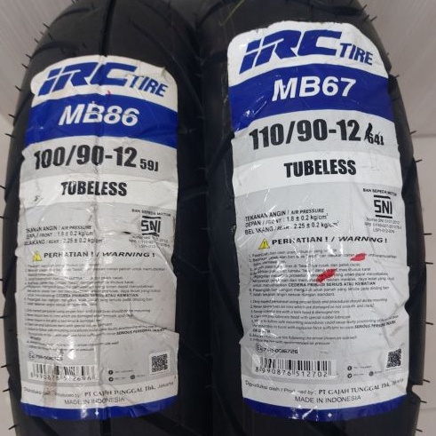 BAN LUAR SCOOPY DEPAN DAN BELAKANG 100/90-12 110/90-12 IRC TUBLESS TUBELESS SEPASANG (CEK DESKRIPSI)
