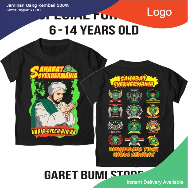 kaos syekhermania Kualitas premium anak,kaos syekhermania junior,kaos habib syekh anak,kaos santri a