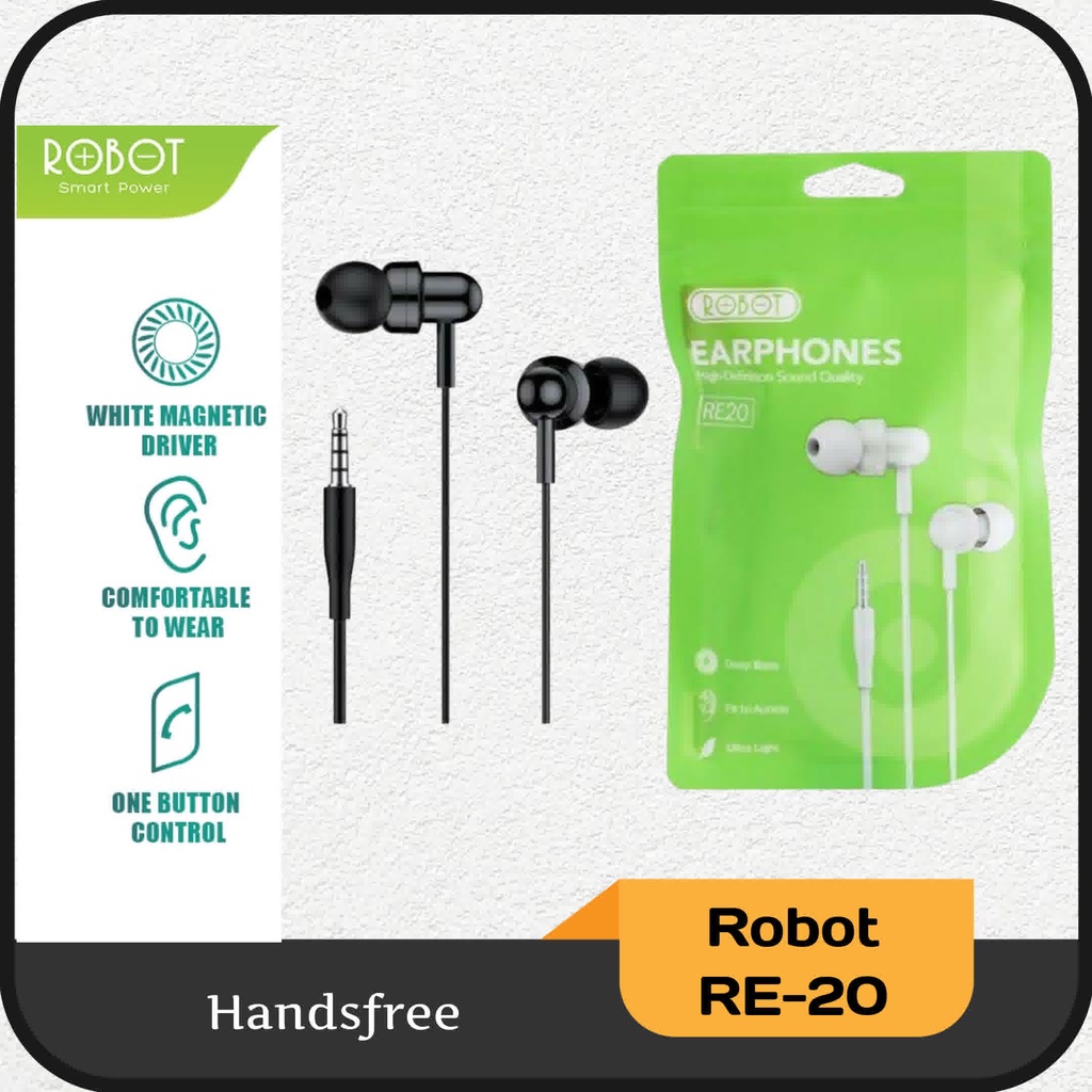 Headset Robot Kabel RE20 Wired Earphone Headset Karet