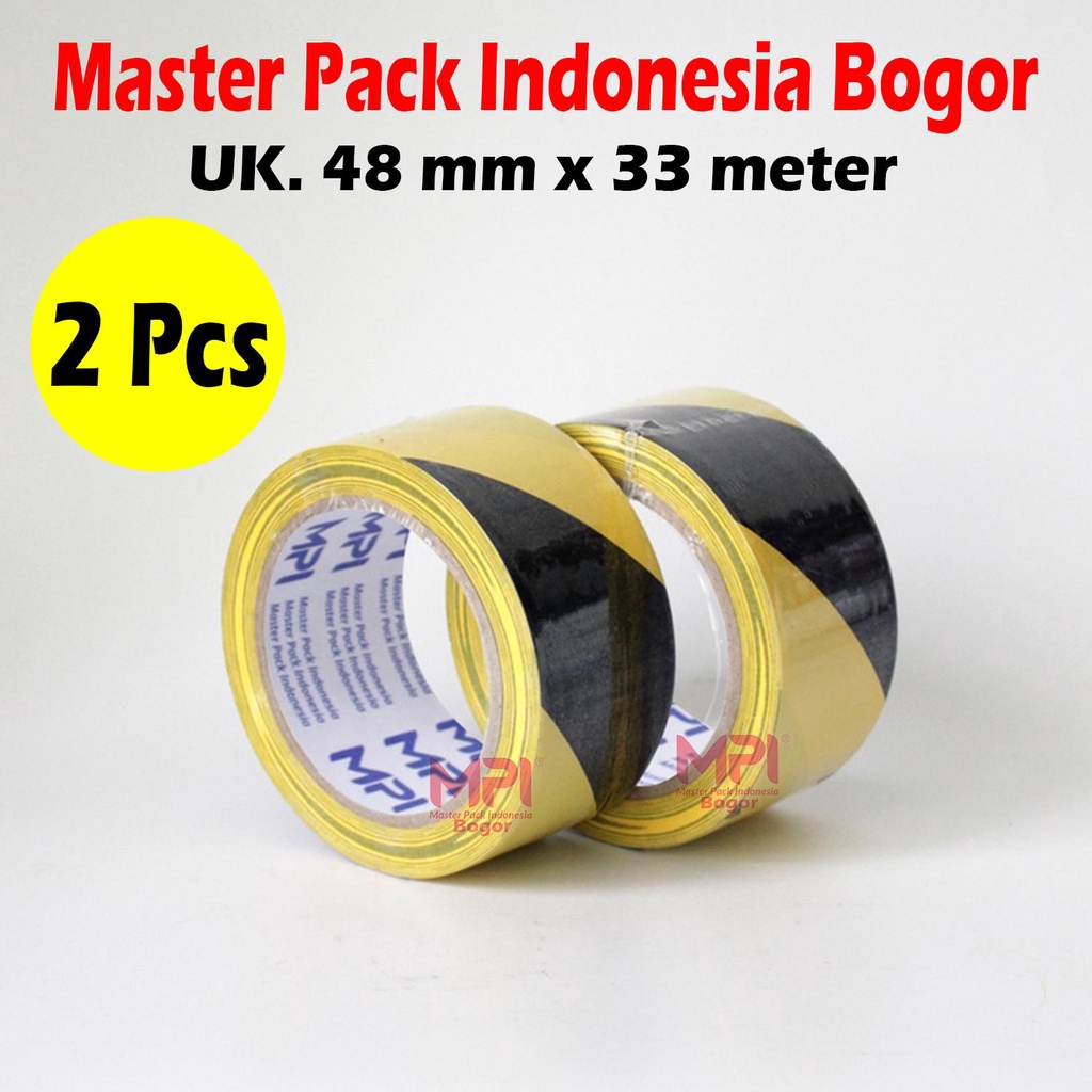 

2 PCS - Lakban Police Line 48 mm x 33 meter - Lakban Garis Polisi Kuning Hitam - Master Pack Indonesia