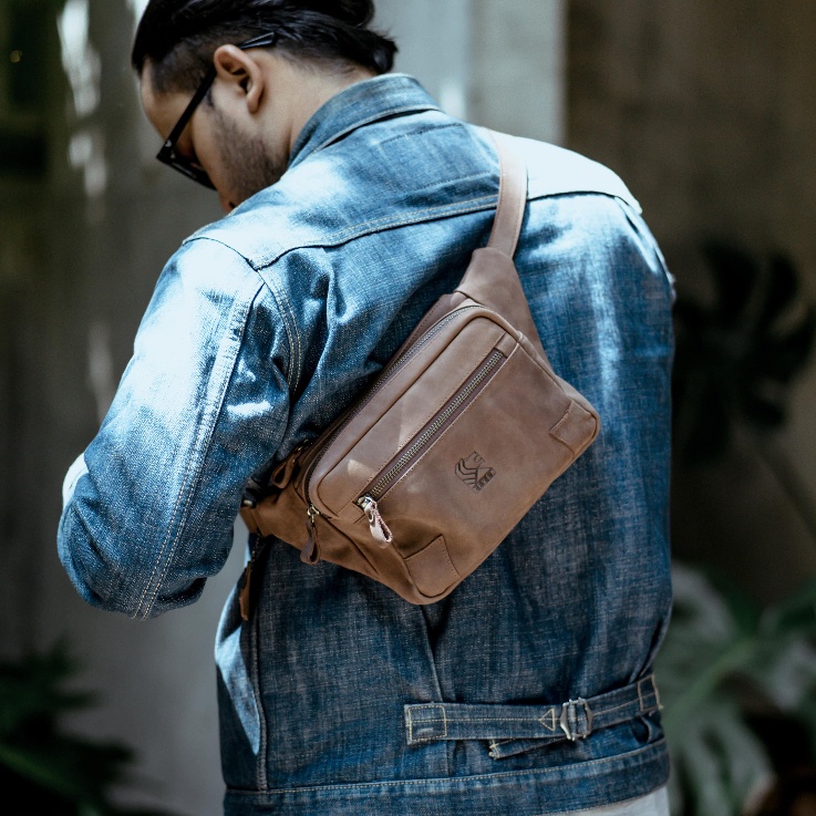 [DISKON] Tas Selempang Kulit | Waistbag Pria | Slingbag REVEN | HAZAR BAG | Kulit Asli Premium | Tas