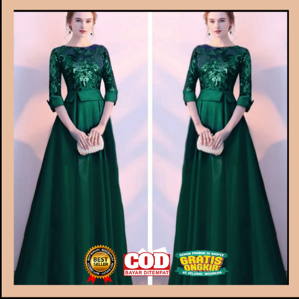 DRESS VALENCIA UK M,L&XL/DRESS NATAL/DRESS PESTA/DRESS CANTIK/LONG DRESS//DRESS NATAL | HALLOWEN || 