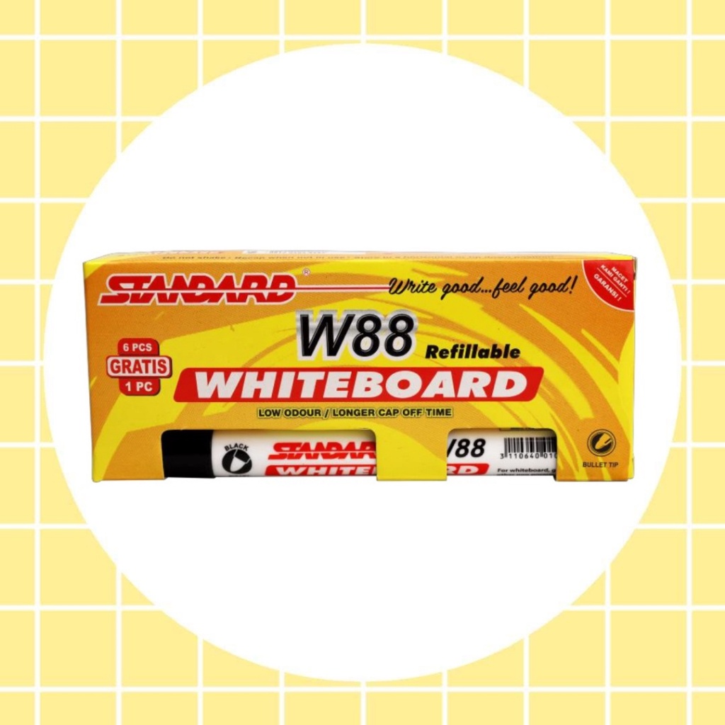 

Spidol Whiteboard Standard W88 Isi 6 pcs FREE 1pcs || Spido Whiteboard Premium