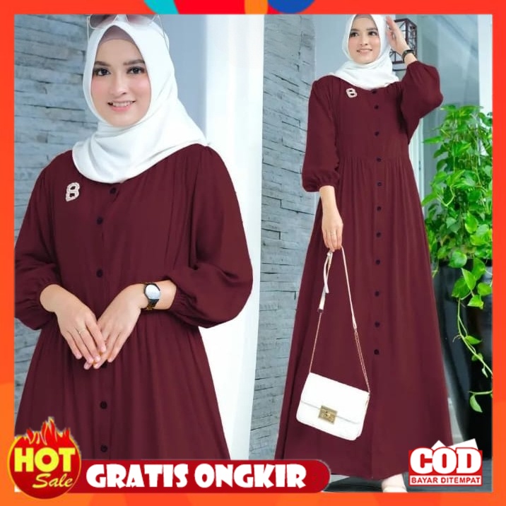 KAIN ADEM HALUS TEBAL / Gamis dress wanita terbaru kekinian Zernitaa Maxy/Gamis Crinkle Murah/Terbar
