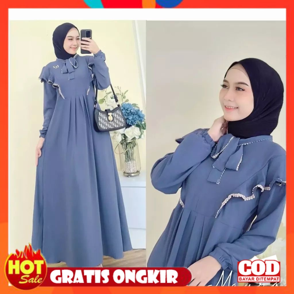 KAIN ADEM HALUS TEBAL / BAJU GAMIS MAURA DRESS CRINGKLE AIRFLOW DRESS JUMBO