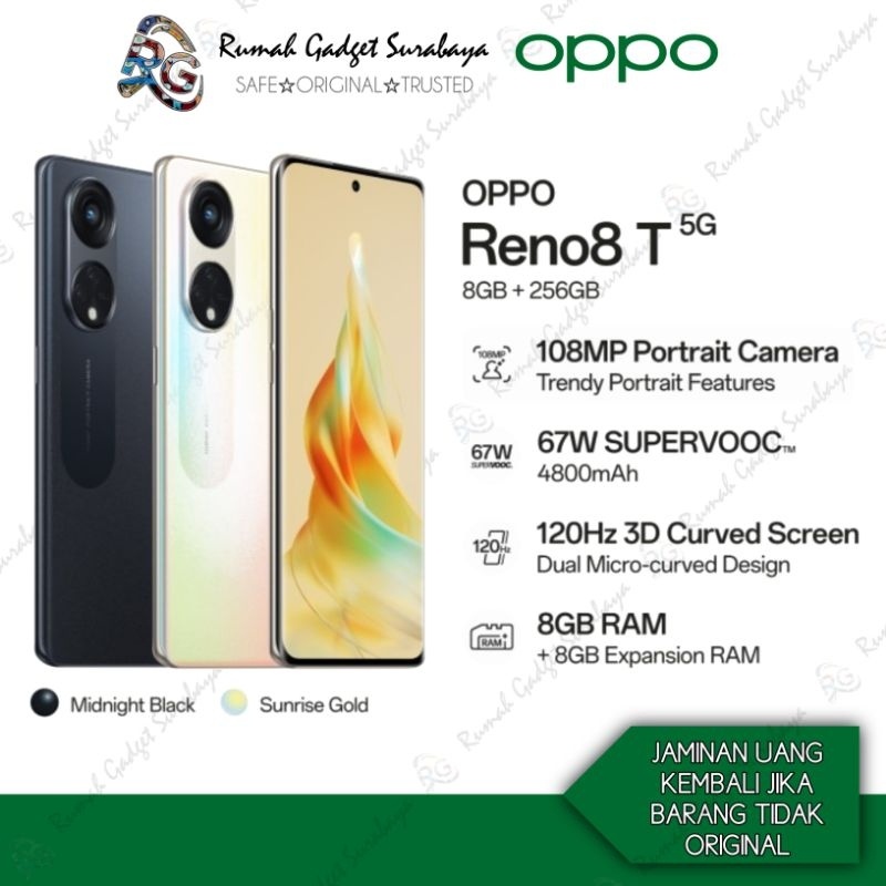 Oppo Reno 8T 5G 8GB/256GB Original Bergaransi Resmi Oppo Indonesia