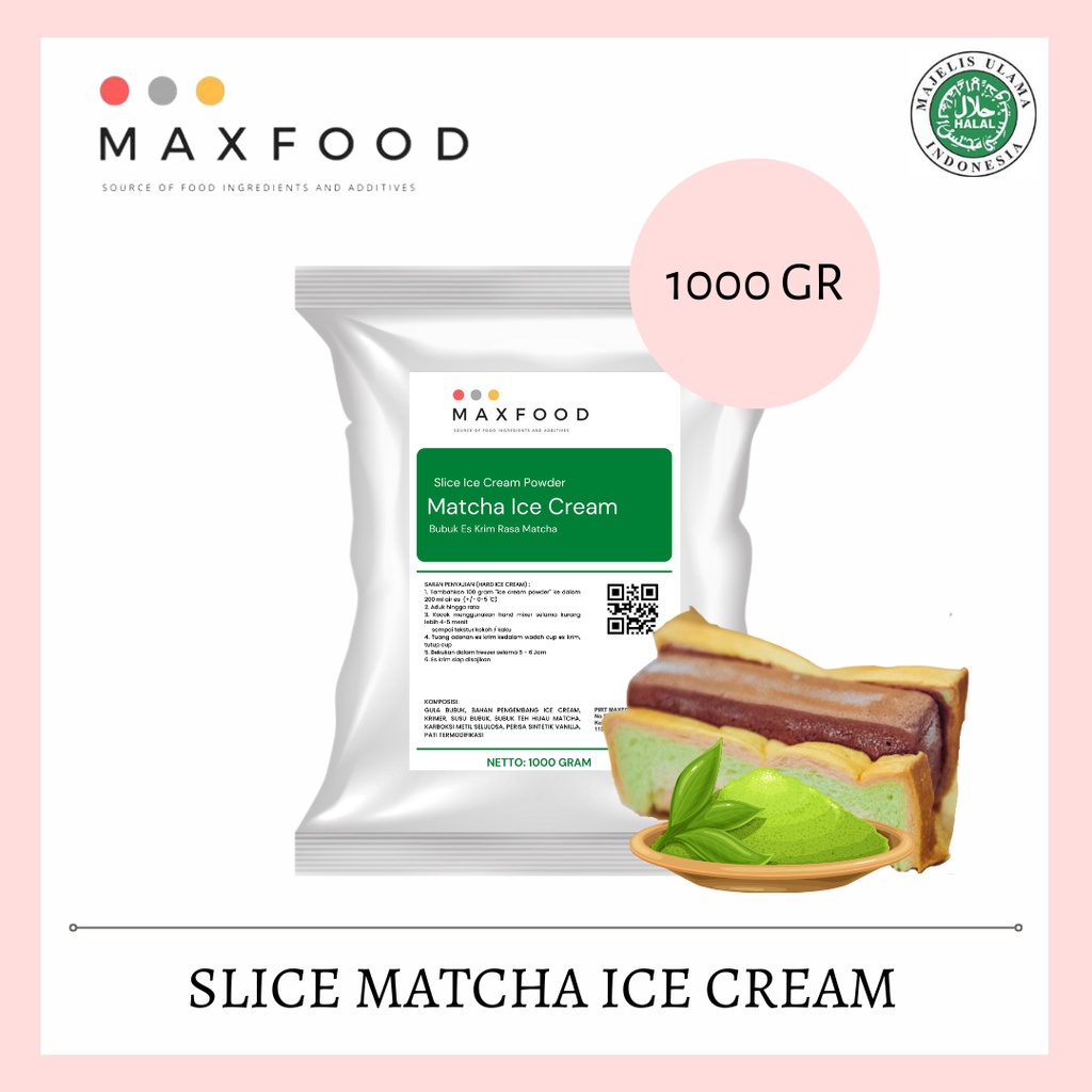 

MAXFOOD - Slice Matcha Ice Cream Powder / Bubuk Es Potong Rasa Green Tea 1 Kg