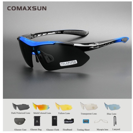 ROCKBROS 10007 Terpolarisasi untuk Pria Bersepeda Kacamata Sepeda Biru Polarized Gunung