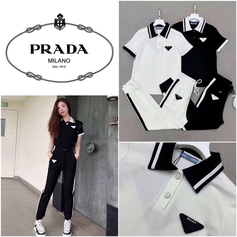 Prada Dress Plus Ripped Sleeves plus Ripped Collar Plus Prada logo and Navy heels