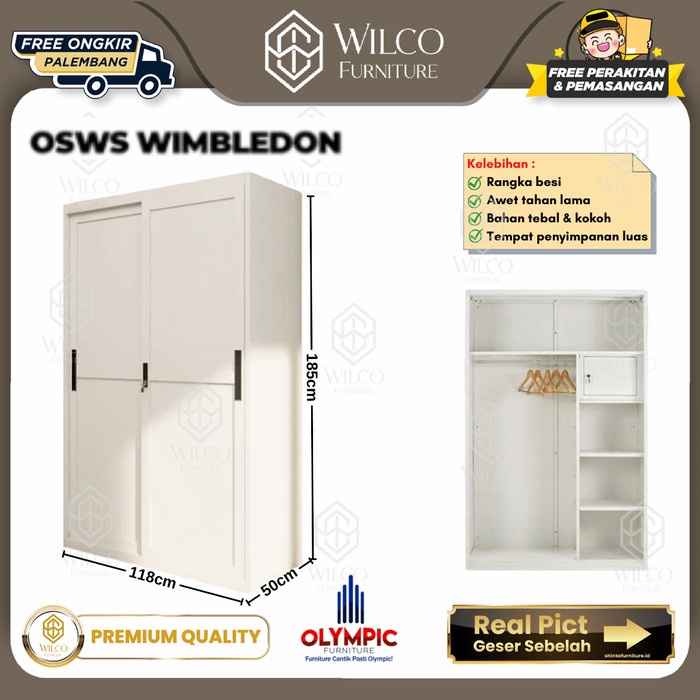 Lemari Pakaian Sliding OSWS Wimbledon / Lemari Baju Besi Olympic 2P