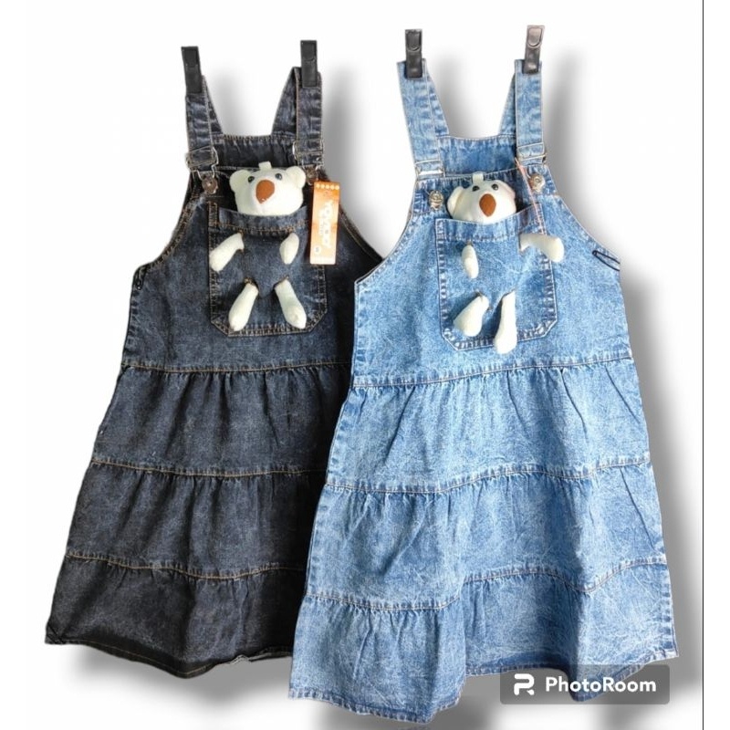 Overall boneka celana & overal boneka gamis jeans anak perempuan kekinian usia 1-7tahun