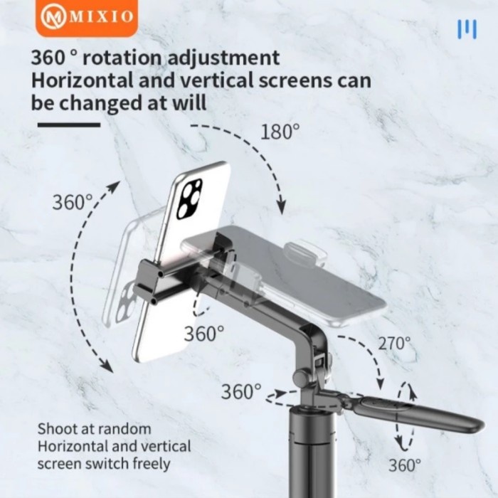 MIXIO A66 - 160CM Tongsis Bluetooth Selfie Stick Tr with LED Light