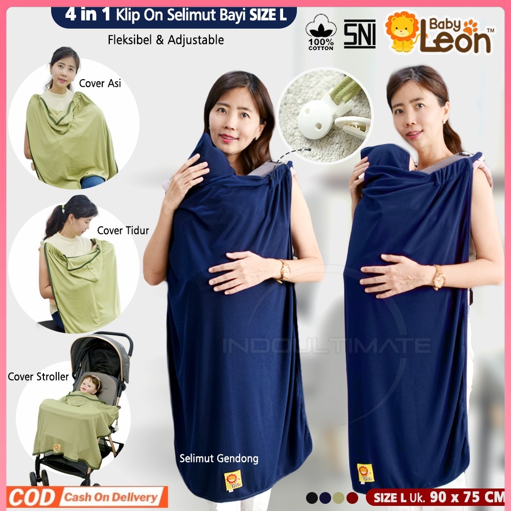 BS-336 Blanket On The Go 4in1 BABY LEON Selimut Bayi Hoodie Klip Selimut Tutup Stroller Cover Asi Se
