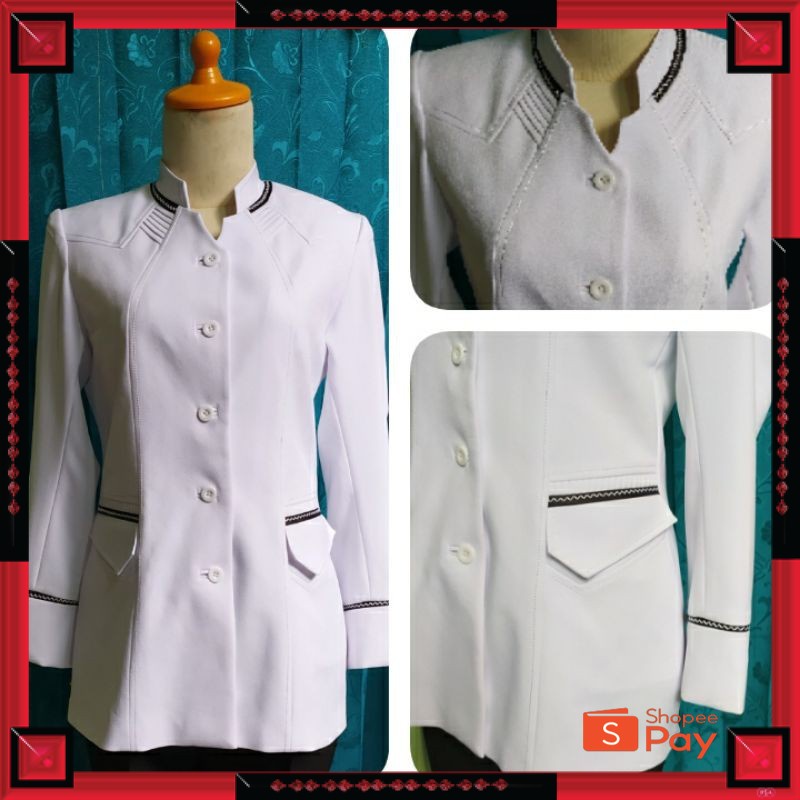 12.12 SERAGAM SALE / SERAGAM DINAS WASKAT PEMDA PNS GURU PDH WARNA PUTIH LIST HITAM ATASAN SAJA KODE