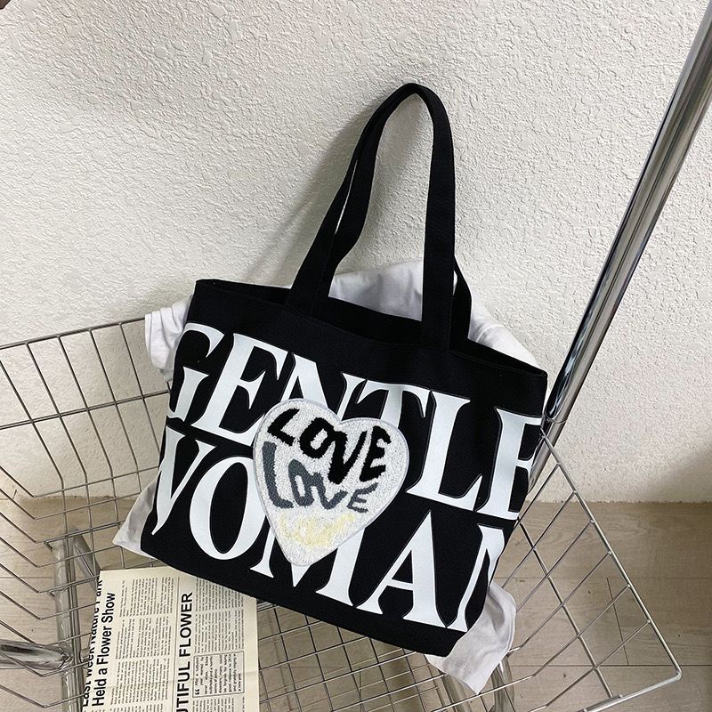 GROSIR- TGW04 Totebag Gentle Woman Kanvas Premium Tas wanita Motif Love dan Polos