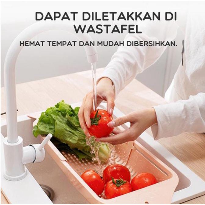 Keranjang Penyaring Buah Sayur Wastafel Samono SDB01 Drain Basket Adjustable Multifungsi -missbejogrosir