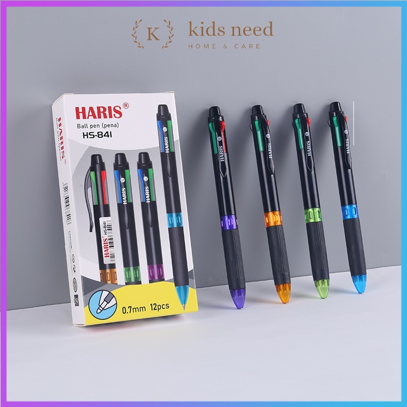 

HJK (12Pcs) Ball Pen Pulpen 4 Warna 0.7 mm Pena 4 Color Joyko Haris Colours Quaco