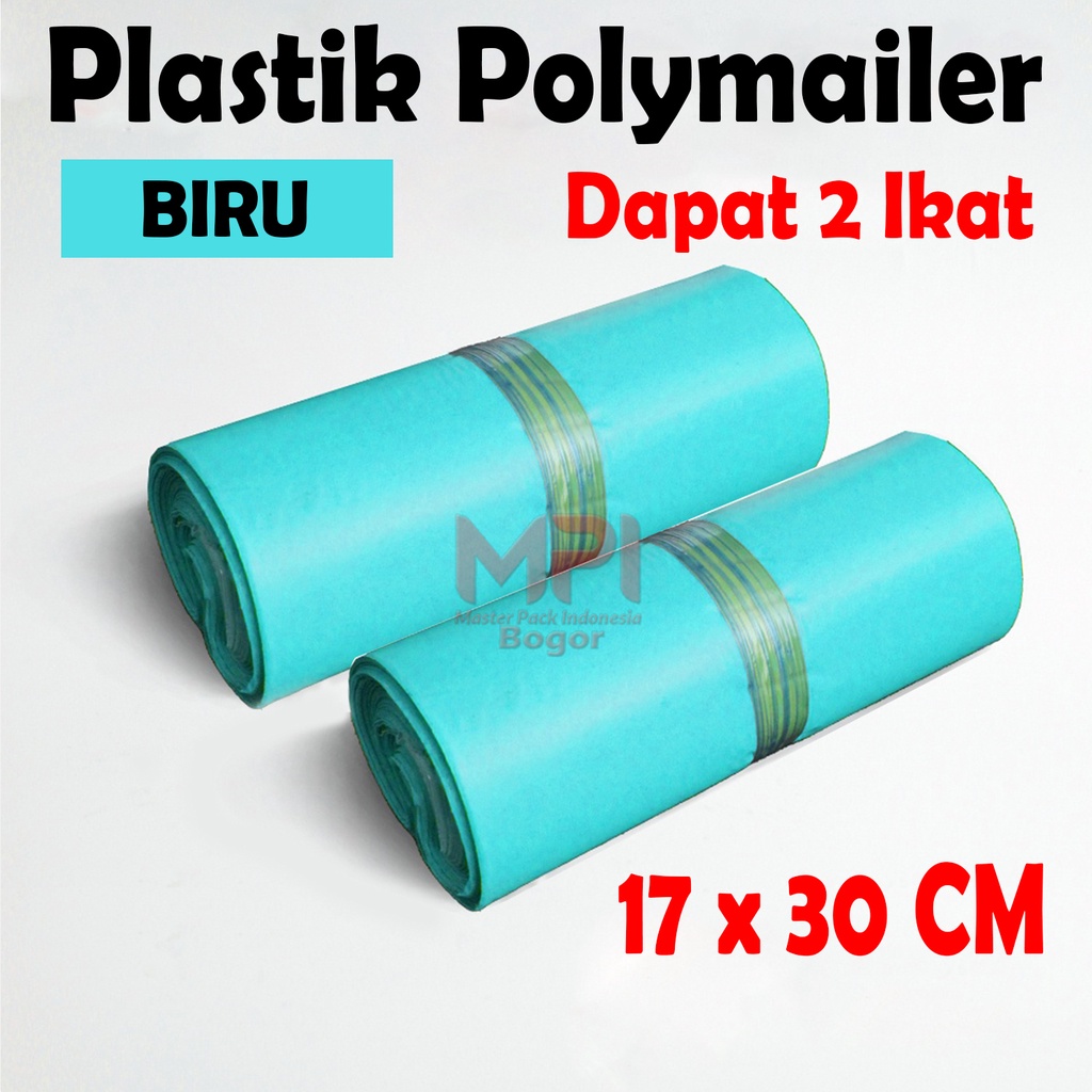 

2 IKAT - Plastik Polymailer Biru 17 x 30 cm / Plastik Polimer / Plastik packaging Kantong Amplop - Master Pack Indonesia