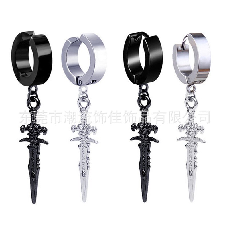 Anting-Anting Salib untuk Pasangan, Anting-Anting Jalanan Hip Hop Unik Panah Trendi, Anting-Anting P