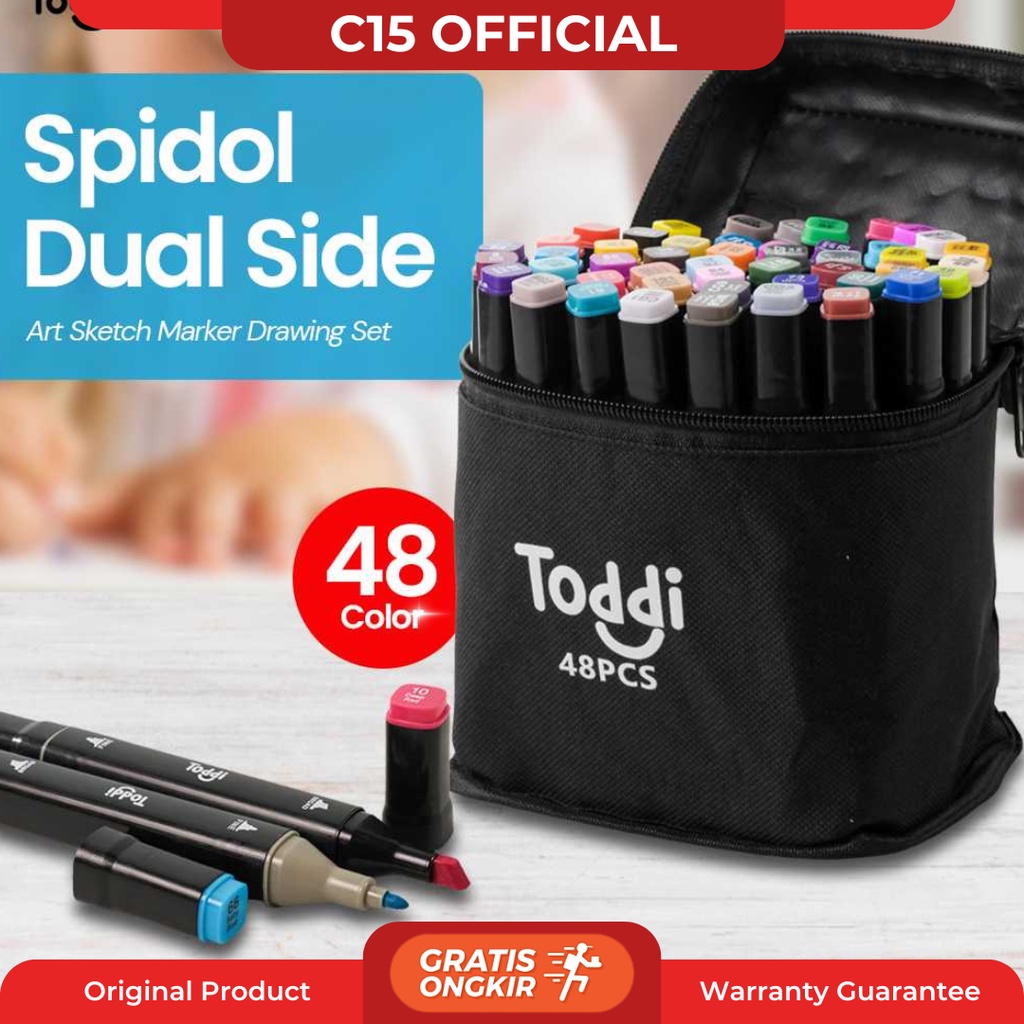 

C15 1 Set Spidol Dual Side Fine Art Brush Art Marker