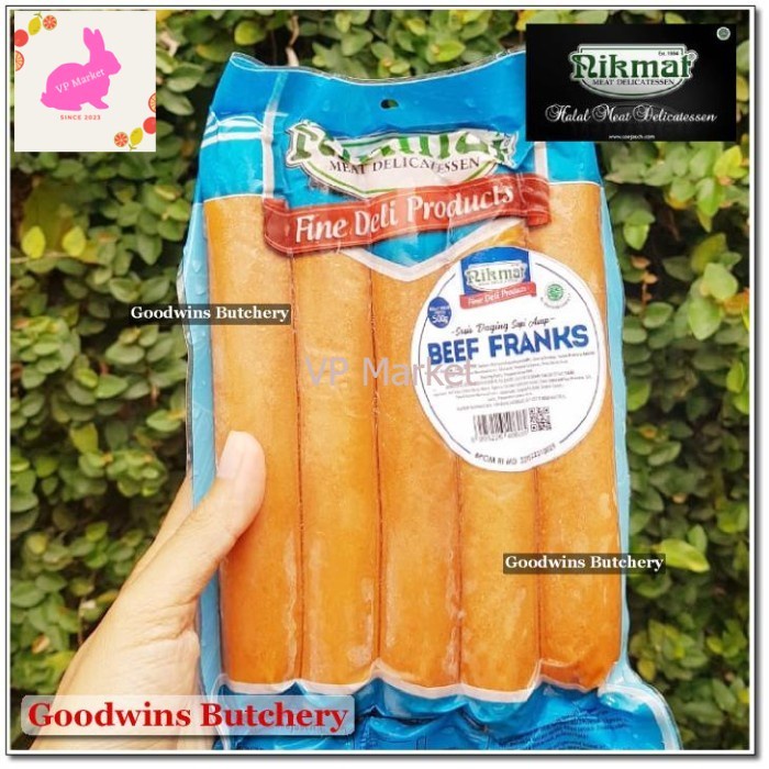 

Nikmat 500G 5Pcs Beef Franks Jumbo Sausages Frozen 7" 18Cm Halal