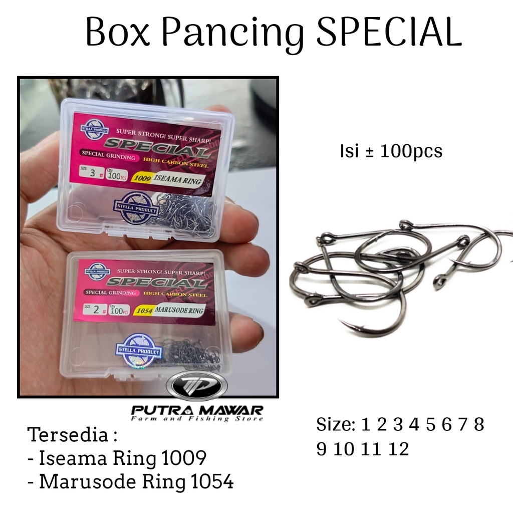 Mata Kail Pancing Stella Special Iseama Ring 1009 Dan 1054 High Carbon Steel Box Kotak Isi 100 Pcs M