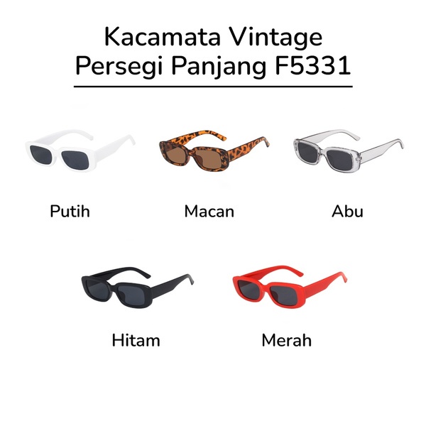 Kacamata Vintage Persegi Panjang Fashion Catwalk Anti Sinar UV400 (VHI)