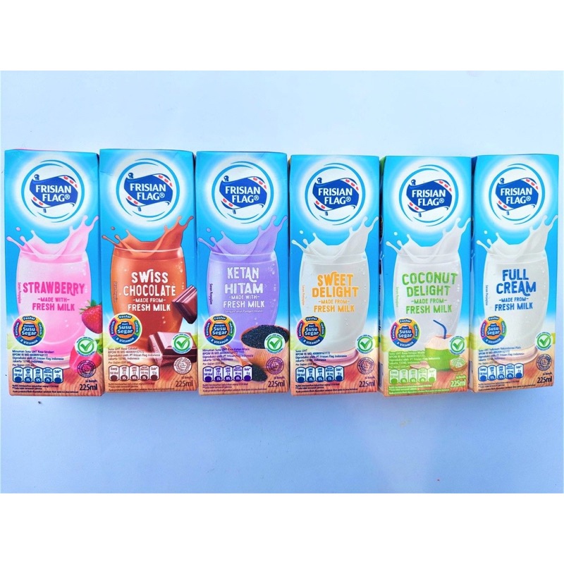 

Frisian Flag Susu UHT Coklat, Fullcream, Sereal, Strawberry 225 ml | Junio Milky 110 ml - zahira mart