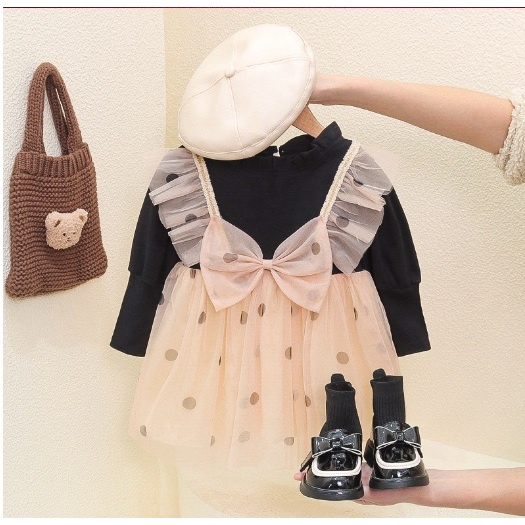 Dress anak IMPORT  korean style import anak perempuan COLE POLKADOT MERAH HITAM