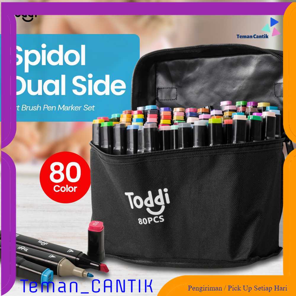 

TC - ATK Toddi Spidol Dual Side Fine Art Brush Pen Art Marker Set 80 Color - HL270