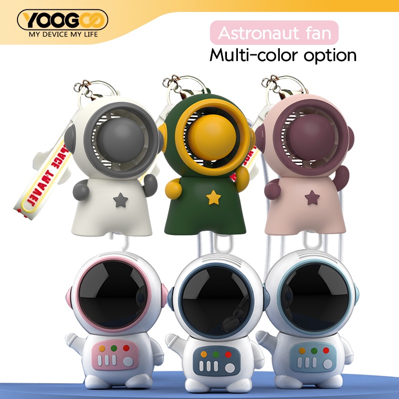 Kipas Angin Portable Mini Fan USB Memuatkan Fan Astronaut Cute Karakter Hanging Neck Fan USB Charger