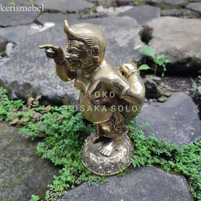 PATUNG SEMAR ASLI KUNINGAN TEBAL PADAT antik